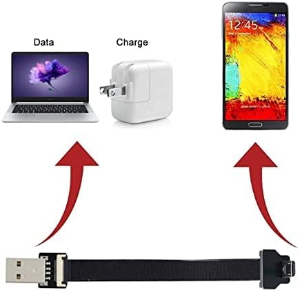 Cablecc Up Angled USB 2.0 Type-A Male to Micro USB 5Pin Male Data Flat Slim FPC Cable for FPV & Disk & Phone 200cm...