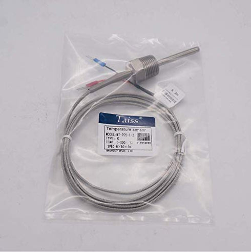 2M Thermistor K-Type Probe Thermocouple Sensor & Meter Temperature Controller,1/2" NPT 6 X 50MM Long Probe Thermocouple Temperature Range from 0 t...