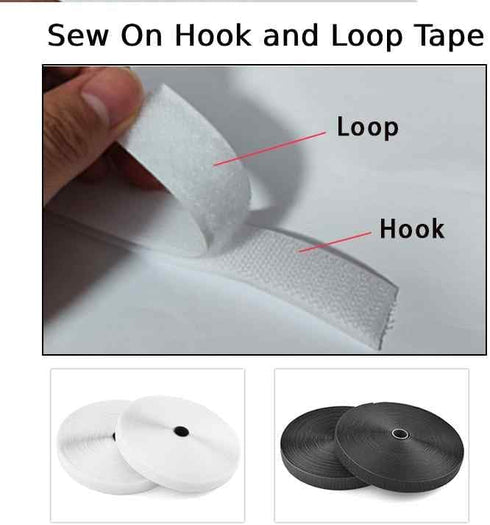 Sew On Hook and Loop Tape11 Yards, Fastening Nylon Fabric Tape (2 in Wide, 11 Yards Hook and 11 Yards Loop) White for DIY Craft Interlocking Tape ...