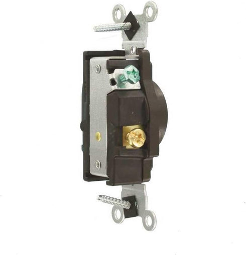 Leviton 20-Amp, 250-Volt, Narrow Body Single Receptacle, Straight Blade, Commercial Grade, Grounding, Side Wired, 5821, Brown...