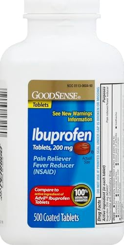 GoodSense 200 mg Ibuprofen Tablets, Fever Reducer and Pain Relief from Body Aches, Headache, Arthritis Pain and More, 500 Count...