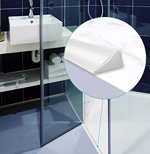 39 Inch Shower Threshold Water Dam Barrier Door Bottom Seal Strip, Silicone Rubber Kitchen Splash Guard, Corner Dam Water Retaining Strip for Coun...