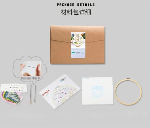Embroidery Starter Kits with Rose Pattern and Instructions, Plastic Embroidery Hoops,Threader,Color Threads and Needles,Embroidery Kit for Beginne...
