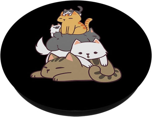Pile Of Kitty Cats Funny Cute Cat Lover Gift PopSockets PopGrip: Swappable Grip for Phones & Tablets PopSockets Adhesive PopGrip...