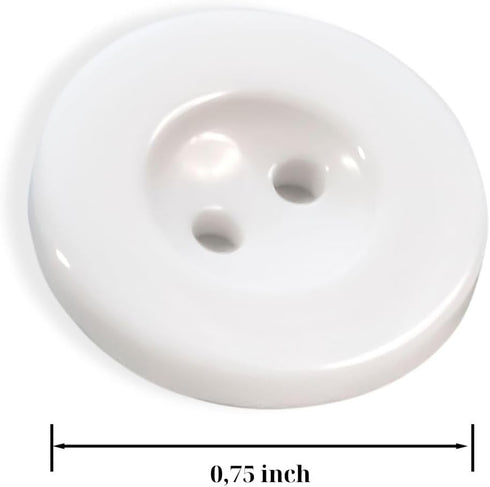 12 Pcs White Lab Coat Buttons 2 Hole White Buttons 30L Sewing Buttons 0.75 inch Uniform Buttons Decotative Buttons Glossy Plastic Buttons for Lab ...