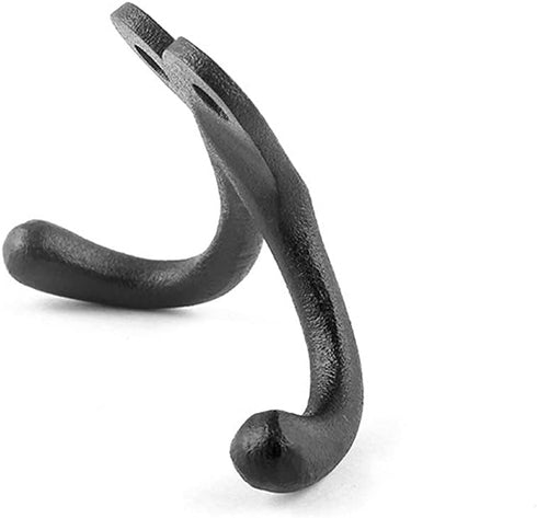 Renovators Supply Bathroom Hooks 2 in. Black Cast Iron Wall Mount Double Hooks for Hanging Robe, Towel, Hat, with Mounting Hardware Pack of 3...