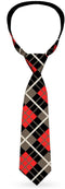 Buckle-Down Tie, Necktie, Argyle Black Gray Red, Standard Length...