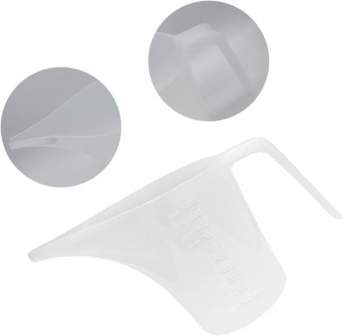 4 Pack Plastic Funnel Pitcher,Measuring Cup with Long Spout,Large Capacity Easy Pour Cup,Perfect for Bakeware Mold,Oils,Watering Plants(1000ml)...