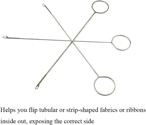 HAHIYO 3Pcs 6.9inches Stainless Steel Drawstring Threader Sewing Loop Turner Hook with Latch Sewing Needle Inserter Threader Needle for Drawstring...