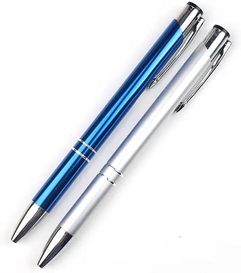 Stylish quality 5 metal ballpoint Pens, black ink, soft writing experience (Silver)...
