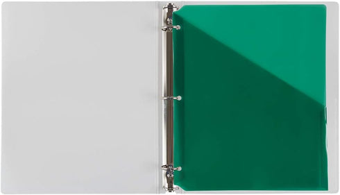 JAM PAPER Plastic Binder Dividers w/Pocket - 11 3/16 x 9 1/4 - Green - 6/Pack...