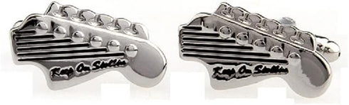 Guitar Head Pair Pair Cufflinks in a Presentation Gift Box & Polishing Cloth...