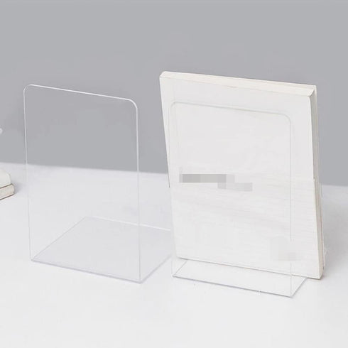 1 Piece Bookend Book End Acrylic Bookend Heavy Duty Book End Book Holder Stopper L Shaped Book Stopper Desktop Organizer for Books Movies CDs(Tran...
