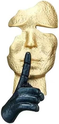 Gold Mask Enamel Lapel Pin Silence is Gold Thinker Pin Badge Abstract Art Enamel Brooch Mask Pin Badge Gift Clothes Bag Pin Accessories...