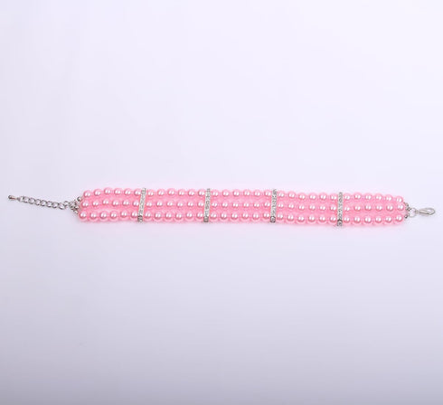 3 Rows Dog Cat Pearls Necklace Collar with Bling Accessories Pet Puppy Jewelry for Female Dogs Cats Small Medium (Pink, Medium)...
