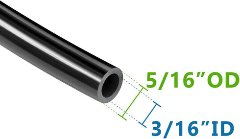 Feelers Pneumatic PU Tubing, 5/16"OD Hose PU Polyurethane Air Hose Tube Line for Air Compressor Water Fluid Transfer Black (16.4 ft)...