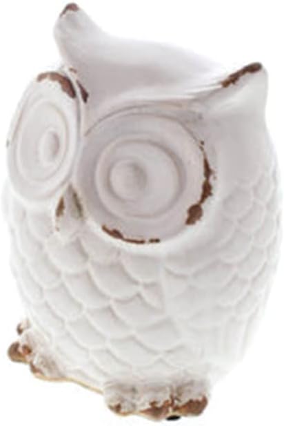 Distressed White Owl Figurine 4.62x4.75x6.5"...