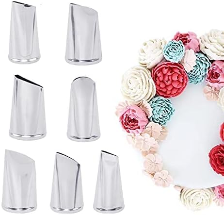 7 Pieces Rose Flower Piping Tips Set, Cake Decorating Tips Icing Piping Nozzles Set Cupcake Decorating Kit...