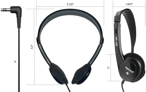 Maxell - 190319 Stereo Headphones - 3.5mm Cord with 6-Foot Length - Soft Padded Ear Cushions, Adjustable Headband for Comfort - Sleek, Lightweight...