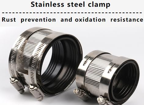 Flexible pipe Coupling with Stainless Steel Clamps.Pipe Connector for PVC and Metal Pipes (4inch/108mm-114mm)...