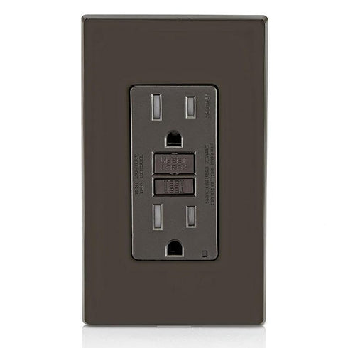 Leviton GFCI Outlet, 15 Amp, Self Test, Tamper-Resistant with LED Indicator Light, Protection from Electric Shock and Electrocution, GFTR1, Brown...
