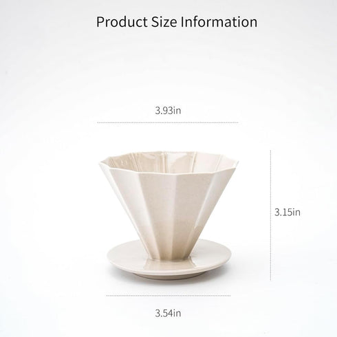 Ceramic Pour-Over Coffee Maker - Slow Drip Coffee Filter - Premium Ceramic with Smooth Textured Glaze for the Discerning Coffee Enthusiast (White)...