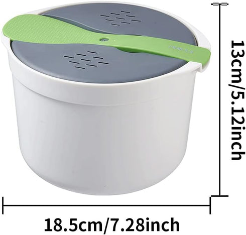 Microwave Rice Cooker, 2L Microwave Rice Steamer Pasta Cooker, Food Grade PP Microwave Rice Cooker, Strainer and Steamer Pot Set,4PCS(COLOR:green)...