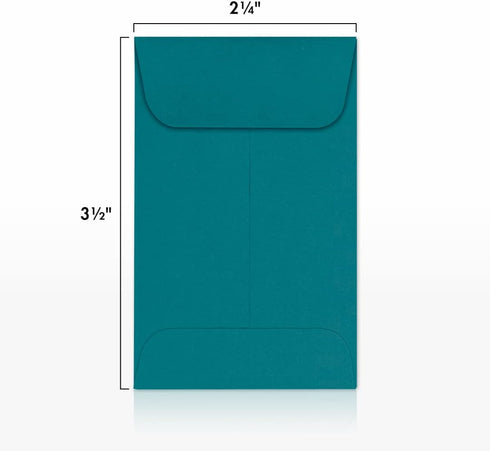 LUXPaper #1 Coin Envelopes | 2 1/4" x 3 1/2" | Teal | 80lb. Text | 50 Qty...