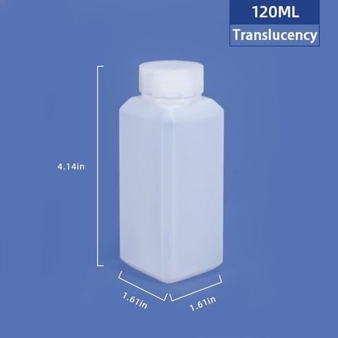 4oz Plastic Lab Chemical Reagent Bottles, Square Sample Storage Container, Chemical Container Bottle with Inner Ring Cover, Narrow Mouth Sample Se...