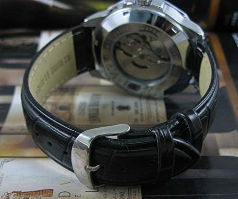 VIGOROSO Mens Watches Automatic Mechanical Black Dial Leather Strap Wrist Watch...