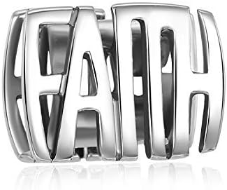 Faith Charms 925 Sterling Silver Beads fits Pandora Charms Bracelets Necklace...