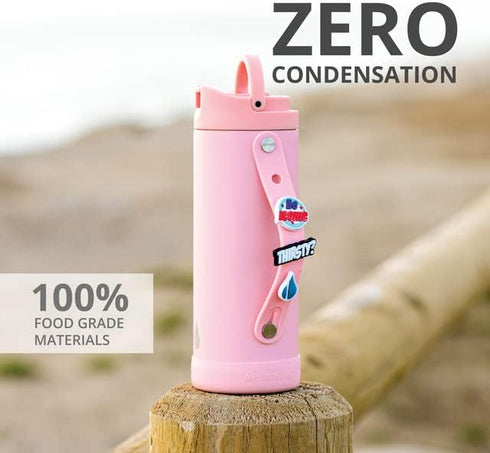 Elemental Iconic Kids Water Bottle with Straw Lid & Charms Strap, Leak-Proof When Closed, Triple Insulated Stainless Steel Reusable Thermos Water ...