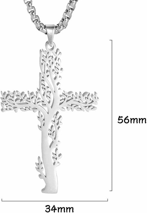 Jude Jewelers Stainless Steel Christian Cross Tree of Life Religious Prayer Church Christmas Baptizing Pendant Necklace...
