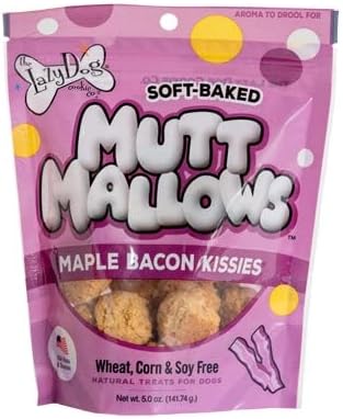 The Lazy Dog Cookie Co. - Original Pup-Pie - Happy Birthday Dog Treat for a Charming Boy, 5 oz with Bag of 5oz Bacon Flavor Mutt Mallows...