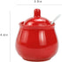 FUYU Ceramic Sugar Bowl Spice Jar with Lid and Spoon Seasoning Box Condiment Pot...