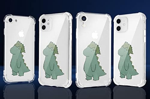 Cute Small Dinosaur Phone Case Compatible with iPhone 7/8/SE 2020, Clear Animal Design Soft TPU Bumper Cover and Flexible Full Body Protection Sho...