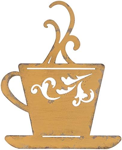 Everydecor Yellow Metal Coffee Cup Wall Decor...