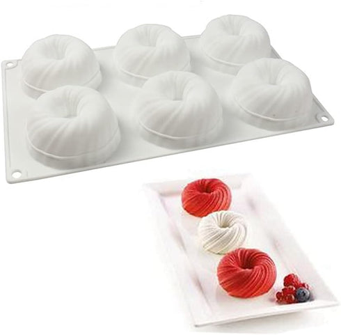 6 Cavity Swirl Shapes Silicone Cake Mold Form Chocolate Cookies Pudding Ice Cream Trays Pastry Baking Tools Bakeware Pan...