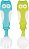 Bendable Baby Spoon Fork Set with Travel Case Feeding Training Toddler Utensils BPA Free Easy Grip Kids Tableware (Blue)...