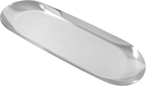 Oval Stainless Steel Decorative Tray, 9 x 3.54 inch Towel Tray Storage Tray,Jewelry Dish Cosmetics Organizer Home Table Centerpiece,Silver...