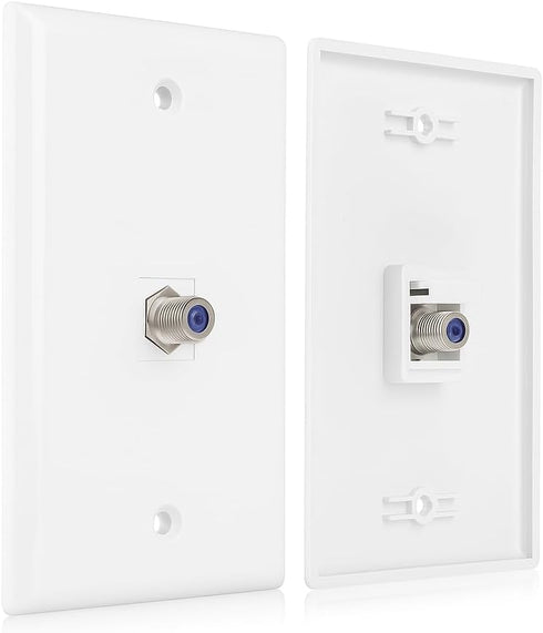 10-Pack 6 Port Keystone Wall Plate, Hexa Gang White Jack Insert for Ethernet, Coax, HDMI – Standard Size WallPlate Cover for Home & Office...