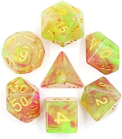 HD Polyhedral Dice Sets D&D Dice for Dungeon and Dragons RPG Role Playing Games MTG Pathfinder Table Top Games 7 Dice Set Lush Sunrise...