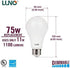 LUNO A19 Dimmable LED Bulb, 11W (75W Equivalent), 1100 Lumens, 5000K (Daylight), Medium Base (E26),UL & Energy Star (4-Pack)...