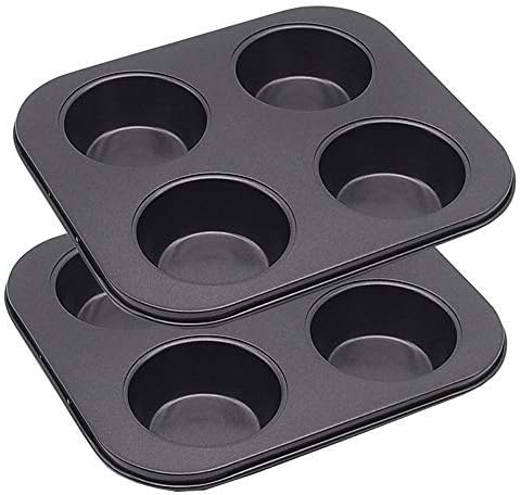4 Cup Muffin Pan 2 Pcs (8.5 X 7.48 Inch) Air Fryer Small Oven Cupcake Baking Pan Non Stick No Toxic Bakeware...