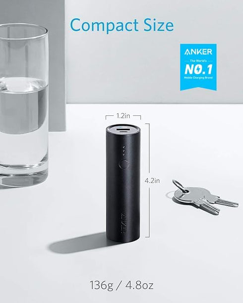 Anker PowerCore 5,000mAh Portable Charger, Ultra-Compact 5K External Battery with Fast-Charging Technology, Power Bank for iPhone 15/15 Plus/15 Pr...