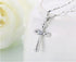 Fashion Jewelry 925 Sterling Silver Inlaid Crystal Cubic Zirconia Cross Pendant Necklace...