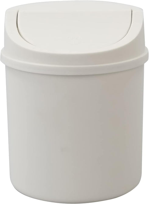 0.5 Gallon Plastic Tiny Trash Can with Swing Lid, Mini Desktop Waste Can, White...