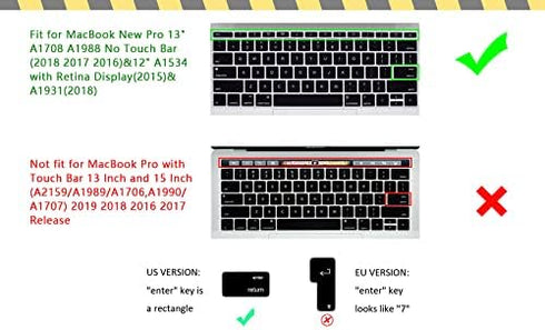 HRH Thai Language Silicone Keyboard Cover Skin for MacBook Pro 13"A1708 A1988 No Touch Bar (2018 2017 2016)&for MacBook 12"A1534 with Retina Displ...