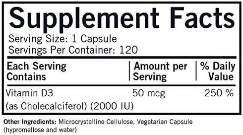 Kirkman - Vitamin D3 1000 IU - 120 Capsules - Supports Immune Health - Helps Build Strong Bones - Hypoallergenic...