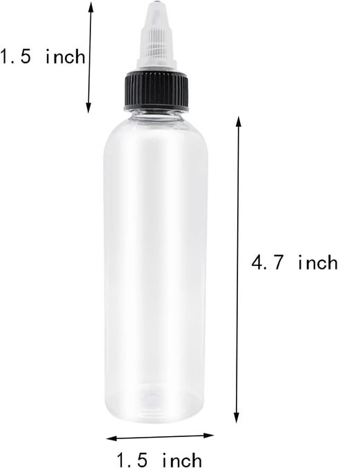 6 Pcs Dispensing Bottles, 4oz Plastic Boston Squeeze Bottles with Twist Top Cap...